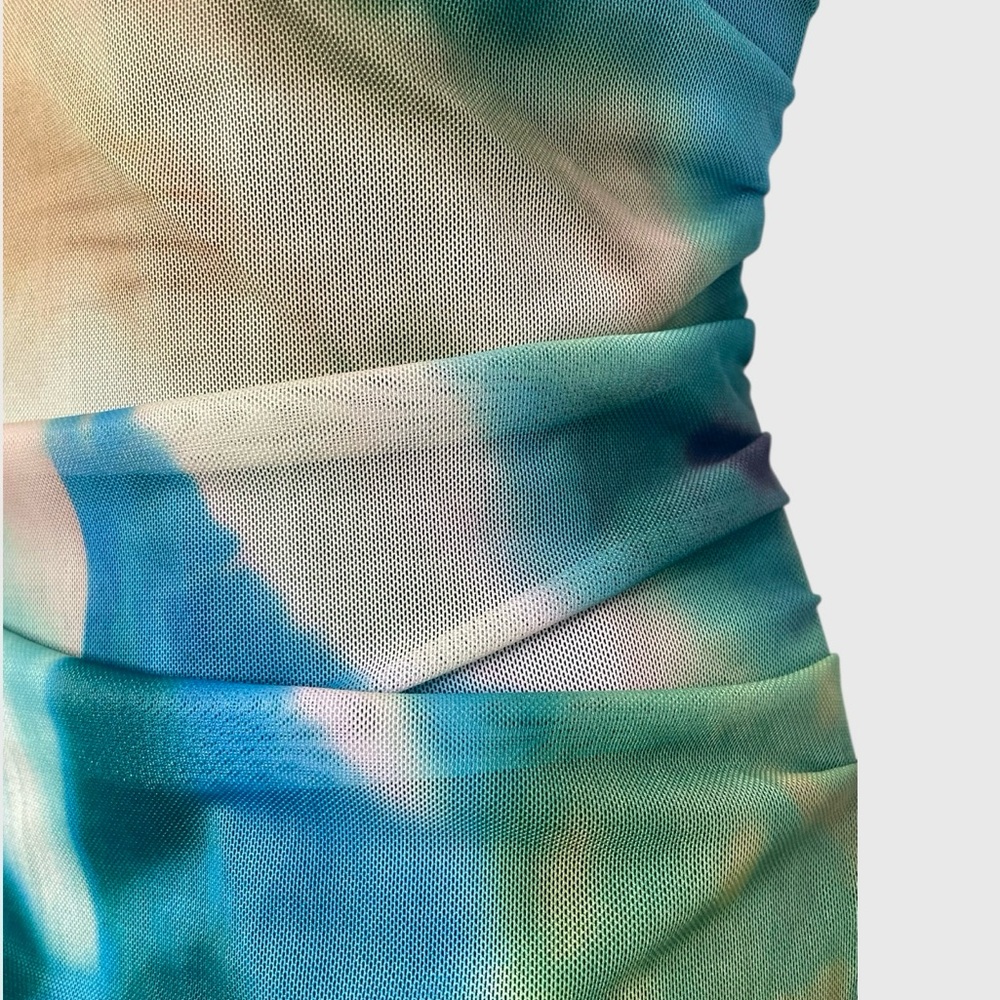 💙 PrettyGarden Strapless Maxi Bodycon Mesh Dress in Green Multicolor - Sz Large - Picture 7 of 10